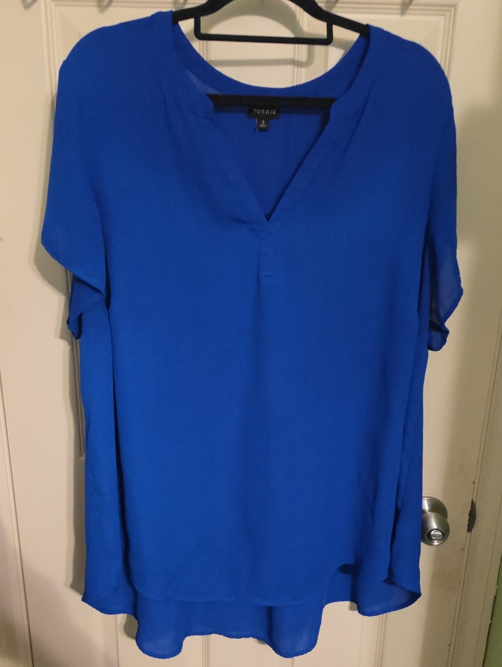 torrid Cobalt Blue Split V-Neck Short Sleeve Tunic